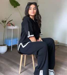 Conjunto de Ropa Deportiva Informal de Moda para Mujer, Prenda Exterior, Vestido, Patrones de Letras Sólidas, Tejido de Punto de Algodón, Teñido Liso, Alta Calidad - Product Image 3