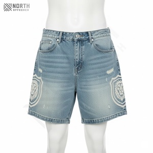 Shorts de Mezclilla Rectos de Alta Calidad con Estampado, Nuevo Diseño, Shorts de Mezclilla con Bordado Personalizado para Hombre, Shorts de Verano para Hombre - Product Image 1