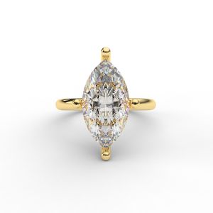 IGI Certified Marquise Cut Lab Grown Diamond Solitaire Engagement <b>Ring</b> in 14K Rose / White & Yellow Gold - Product Image 6