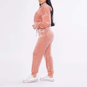 Conjunto Deportivo de Terciopelo de Algodón para Niñas, Invierno, Diseño Sólido, Top Corto Ajustado, Traje para Correr, Botones Personalizados, 2 Piezas, Alta Calidad - Product Image 3