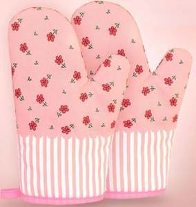 Ensemble de gants de four et de protège-plats résistants à la chaleur, outil pour micro-ondes, 100% coton avec dos en silicone, vente en gros à prix abordable pour fabricants - Product Image 4