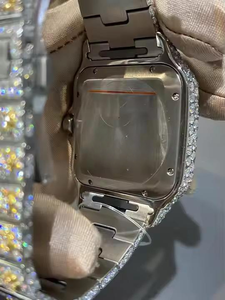 Reloj de Lujo Estilo Hip Hop, Cuadrado, Dos Tonos, con Diamantes Moissanite, Movimiento Mecánico, Acero Inoxidable, Estilo Antiguo, para Negocios - Product Image 5