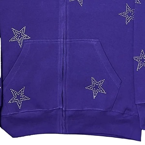 Custom Log Men Rhinestone Hoodie 100% algodón Zip Up Men Hoodie Custom Rhinestone Hoodie para hombres y mujeres - Product Image 3