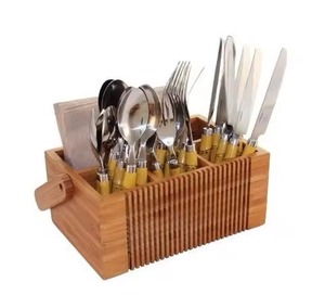Wooden flatware storage Basket Natural Latest High Useful Wooden Bar Restaurants Hotel <b>Caddy</b> Storage - Product Image 6