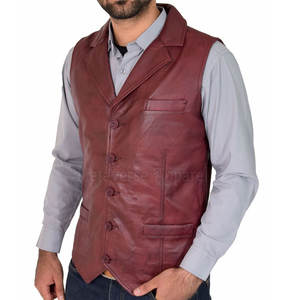 Chaleco de cuero de piel de vaca hecho a medida a la moda para hombre Chaleco de cuero ajustado hecho en Pakistán para adultos - Product Image 1