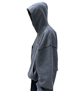 Sweat à capuche ample Vintage lavé à l'acide 100% coton pour hommes de haute qualité Style Streetwear 500 grammes hiver teint uni - Product Image 3
