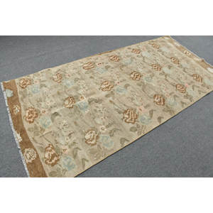 Tapis en laine turque vintage 4x8 'Beige marron grande surface Rectangle motif Style classique Patchwork Design pour chevet couloir Latex - Product Image 2