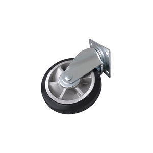 CCE 8 Inch Black Rubber Flat Free <b>Roller</b> Caster Wheels with 660-lbs Load Capacity Top Plate Mounting - Product Image 5