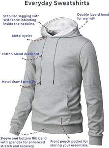 Sudaderas de invierno informales para hombre, peso pesado, 100% algodón, logotipo personalizado impreso, cuello con capucha de lana gruesa, patrón sólido, teñido liso - Product Image 5