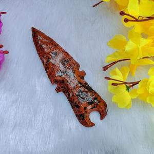 Cuchillo Arpón Hecho a Mano con Mango de Obsidiana de Caoba Premium, Khambhat India, Tallado y Grabado, Decoración para el Hogar, Amuleto - Product Image 1