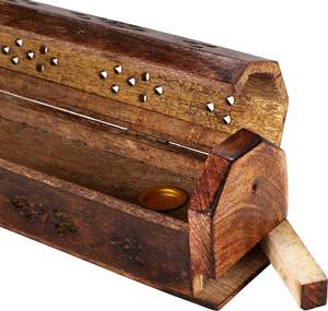 Wooden Coffin <b>Incense</b> Burner with Storage Compartment Ash Catcher Hand Carved, <b>Incense</b> <b>Stick</b> <b>Holder</b>, <b>Incense</b> Burners - Product Image 4