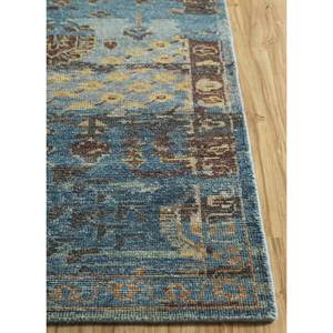 Alfombra de Lana Anudada a Mano Erbe GS-1015 Azul, Rectangular de 9x12, con Patrón de Medallón, para Decoración de Sala de Estar Juvenil - Product Image 4