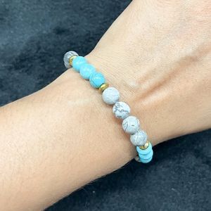 Piedra preciosa natural teñida y Howlite Natural ajustable 8mm cuentas elásticas pulsera al por mayor hombres mujeres regalos para su especial - Product Image 2