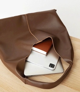 Genuine Soft Full Grain Leather Hobo Shoulder Bag Open Closure Smooth Tote <b>Large</b> Capacity <b>Purse</b> with Removable Insert LHB-0003B - Product Image 5