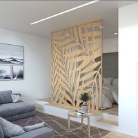Cloison murale en bois faite à la main pour diviser les espaces de la maison avec sculpture florale et design premium pliable