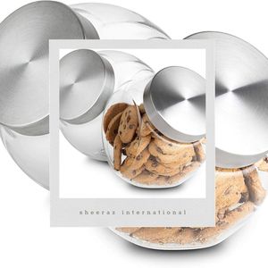 Glass Candy Cookie <b>Jar</b> With Metal Airtight Seal Lid Food Storage <b>Jar</b> for Snacks Dry Food Jelly Beans Canister Apothecary <b>Jars</b> - Product Image 3