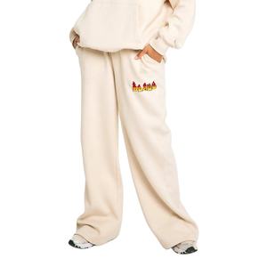 Pantalones de pierna ancha de gran tamaño de alta calidad para mujer, pantalones de sudor 100% de algodón, pantalones personalizados, pantalones de chándal holgados Acampanados para mujer - Product Image 1