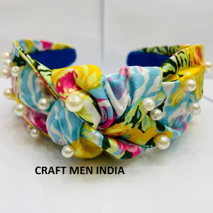 CRAFT <b>MEN</b> INDIA Designer Women's Elastic Beaded Pearl Crystal Hairband European American Style All-season Unique <b>Headbands</b> - Product Image 2