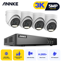 ANNKE 8CH 3K 5MP Système de surveillance DVR hybride 3K 5MP 4 Pcs Smart Dual Light Motion Detection 2.0 TVI Analog CCTV Camera