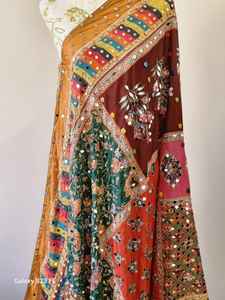 High Quality Indian Phulkari Hand Embroidered Dupatta Shawl Floral Design Handmade Beautiful Color <b>Scarf</b> <b>for</b> <b>Women</b> and Ladies - Product Image 2