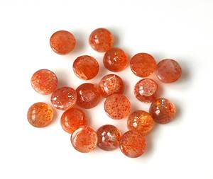 Cabochon de pierre de soleil orange naturelle de qualité supérieure 4mm-8mm pierres précieuses en vrac à dos plat pour la fabrication de bijoux - Product Image 4