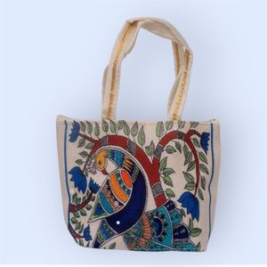 Bolso Tote de Moda con Diseño Tradicional Indio Hecho a Mano, con Cierre de Cremallera, Diseño Plegable, Dos Correas para Mujer, Uso en Exteriores - Product Image 5