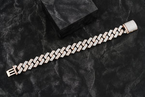 Pulsera de cadena de eslabones cubanos cultivados en laboratorio VVS de dos filas, nuevo diseño, joyería cultivada en laboratorio, piedra principal de diamante para regalo de la India - Product Image 3