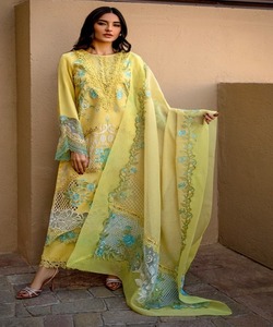 Elégant lin Eid Pakistanais Salwar costume Kameez hiver Abaya 3 pièces femmes musulmanes Dubai Wear - Product Image 1