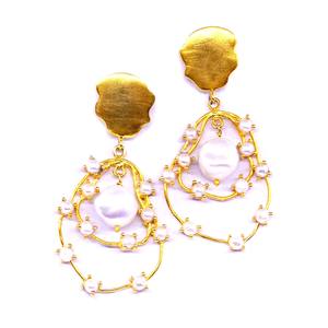 Attractive 925 Sterling <b>Silver</b> Baroque <b>Pearl</b> Gemstone Charm Elegant Fashionable Trendy Women Wear <b>Earrings</b> - Product Image 1