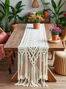 Camino de mesa de macramé Boho tejido para una estética de mesa vintage con características de diseño ecológicas y elegantes - Product Image 4