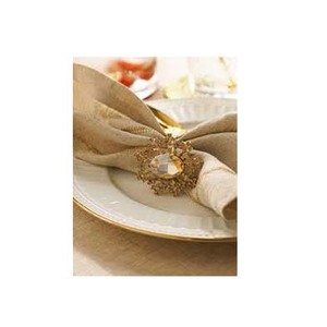 <b>Silver</b> Hexagonal Shape Top Decor With Pearls & Rhinestone Design Wedding Banquet Decoration <b>Silver</b> Tableware <b>Napkin</b> Ring - Product Image 3