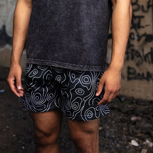 Shorts de topographie en maille avec impression par sublimation personnalisée pour hommes-Shorts de course noirs pour hommes nouvellement arrivés - Product Image 2