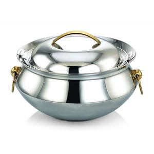 Casserole en acier inoxydable avec couvercle en verre Finition brillante Casserole isolée Serveur d'aliments chauds Pot en acier inoxydable - Product Image 2