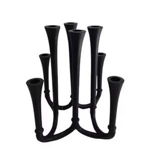 High Quality Antique <b>Candle</b> <b>Pillar</b> Holder Glass Wood Design Aluminium Classic Natural Color for Home Decor for Christmas - Product Image 4