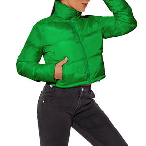 Chaqueta Corta Acolchada de Último Diseño para Mujer, Cuello Alto de Alta Calidad, Cierre de Cremallera Frontal, Manga Larga, Cortavientos - Product Image 3