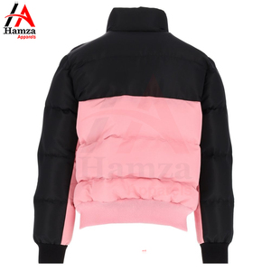 Veste matelassée bicolore élégante pour hommes, noir et bleu, col haut chaud pour l'hiver avec fermeture à bouton-pression, poignets côtelés isolés pour le printemps - Product Image 4