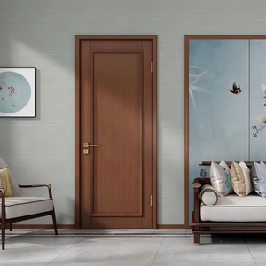 Nouvelle conception moderne minimaliste, porte intérieure en MDF résistante à l'humidité pour villa, avec surface finie en PVC polymère imitation bois - Product Image 1