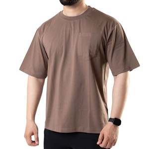 T-shirt surdimensionné en jersey 100% coton avec poches sur le devant T-shirt lourd de 250 grammes pour hommes T-shirt uni blanc personnalisé vente en gros - Product Image 3