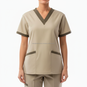 Uniforme Médico Personalizado OEM 100% Algodón, Unisex, Cuello en V, Conjunto de Uniforme de Enfermería con Múltiples Bolsillos y Detección de Agujas - Product Image 2