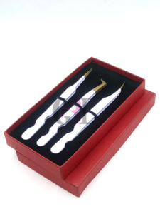 Nouveau Style Blanc Poudre Revêtement Pro Droite En Acier Inoxydable Isolation Or Pointe Extension De Cils Pince À Épiler Logo Personnalisé Outil De Beauté - Product Image 6