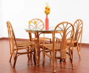 Wholesale Modern Bamboo Rattan Apartment Garden Furniture Sets Patio <b>Dining</b> <b>Chairs</b> and Table Set - Product Image 2