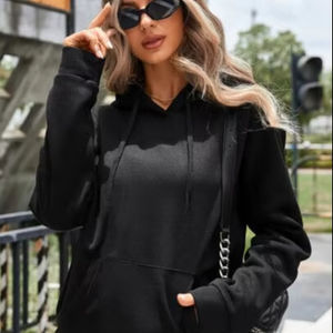 Sudadera con capucha de bolsillo KANGRO negra, venta al por mayor, sudaderas con capucha informales para mujer, sudaderas con capucha para mujer, tallas personalizadas, sudaderas con capucha para mujer - Product Image 1