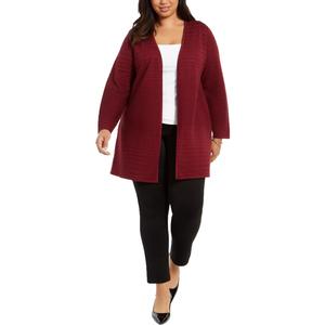 Cardigan da donna Alfani Mod Shimmer Metallic Striped con stampa Berry Jam, taglia 0X - Product Image 1