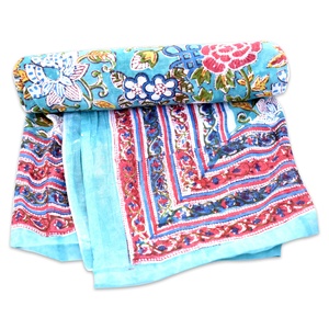 Ethnic Floral Sarong Soft Cotton <b>Shawl</b> Scarf Indian Block Printed Beach Cover Ups Handmade Pareo Scarves <b>for</b> <b>Women</b> High Summer - Product Image 4