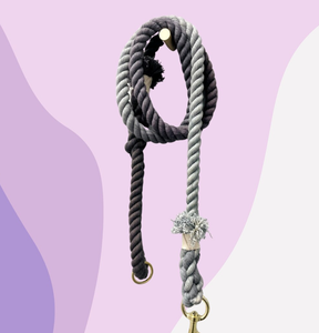 Rope Dog Leash Ombre Grey Cotton Leash - Clean <b>Slate</b> - Cute Dog Leash - Gift for Her Cotton Rope Handmade Dog Leash Pet Leash - Product Image 1