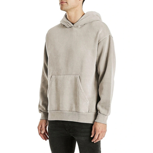 Nouveau style – Sweat à capuche zippé pour homme, coupe oversize, épaules tombantes, 100 % coton, délavage vintage, grammage lourd, automne - Product Image 3