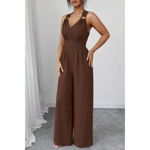 Women's Spaghetti Strap <b>Ring</b> Detail Criss-Cross Back Jumpsuit, 31667 - Product Image 3