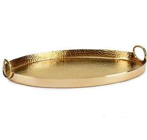 Elegante bandeja de servir de latón con diseño artesanal para cestas de regalo premium, bodas, inauguraciones de casas o reuniones sociales elegantes. - Product Image 1