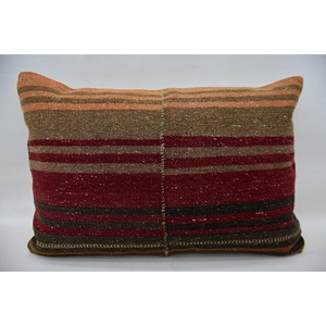 Coussin en laine patchwork Kilim multicolore 16x24 pouces Coussin décoratif tissé de luxe avec motif de feuilles moelleuses vintage - Product Image 4