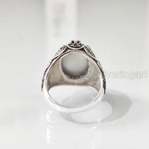 Nouvelle Arrivée Bague pour Homme en Argent Sterling 925 avec Pierre de Lune Grise Naturelle, Pierre de Naissance de Juin, Bijou Cadeau d'Anniversaire Arabe - Product Image 6